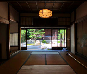 Interior of illuminated building