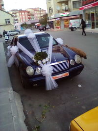 High angle view of cars in city