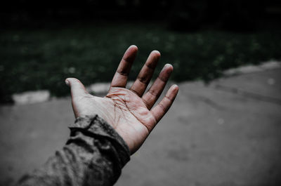 Close-up of hand against blurred background