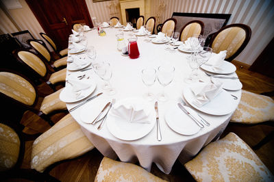 High angle view of food on table