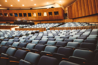 Row of chairs in stadium