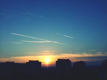 View of cityscape at sunset