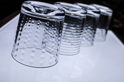 Close-up of drinking glass on table