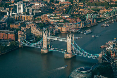 High angle view of bridge over river in city