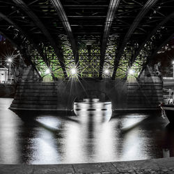 Interior of illuminated bridge