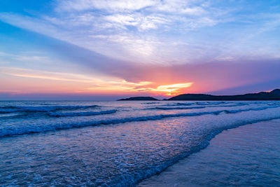Scenic view of sea against sky during sunset