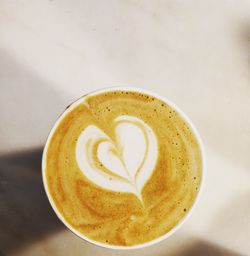 Directly above shot of cappuccino on table