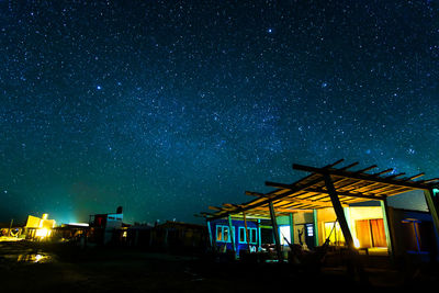 Low angle view of building against sky at night