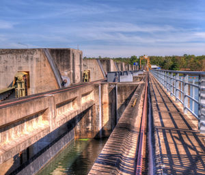 Bridge over river against sky