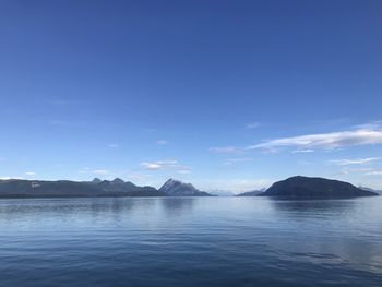 Scenic view of sea against blue sky