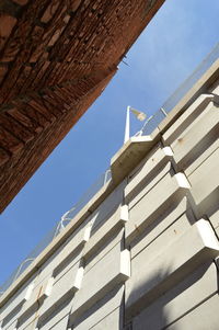 Low angle view of buildings against clear sky