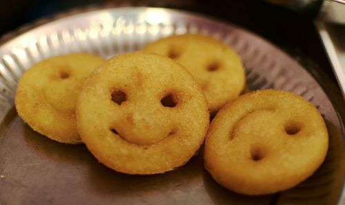 Close-up of cookies in plate