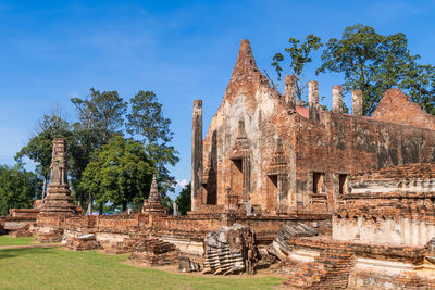 Ancient ruin buddhist temple, wat pho prathap chang since ayutthaya period, in phichit, thailand
