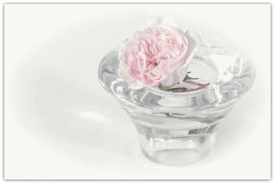 Close-up of water in glass against white background