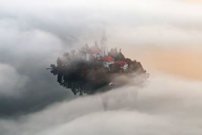 Aerial view of pilgrimage church of the assumption of maria