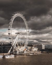Ferris wheel against cloudy sky