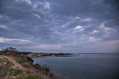 Scenic view of sea against cloudy sky