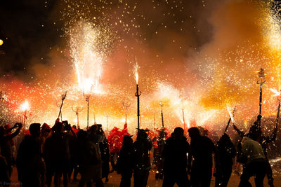 People with firework at night during event