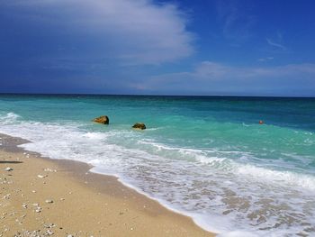 Scenic view of beach against sky