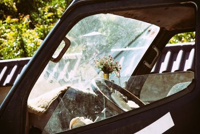 Close-up of car window