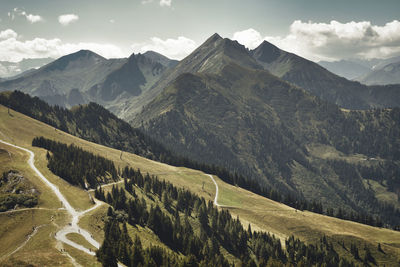 Scenic view of mountains against sky