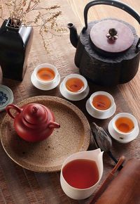 High angle view of food on table