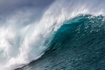 Scenic view of waves against sky