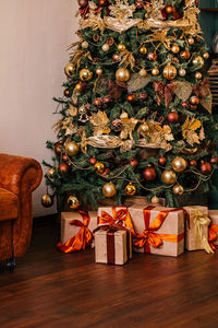 Christmas decorations on table