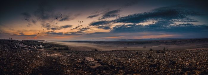 Scenic view of sea at sunset
