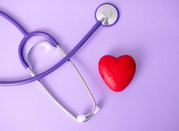 High angle view of heart shape on white background