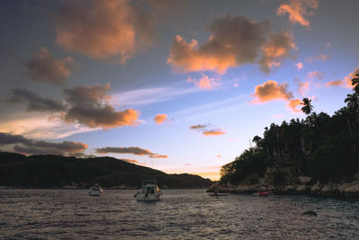 Scenic view of sea against sky at sunset