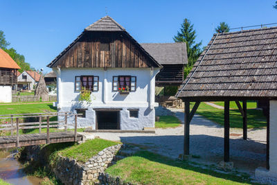 Traditional buildings of wood and rock in the village of kumrovec, birthplace of tito, croatia