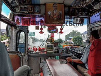 Man in bus for sale at market