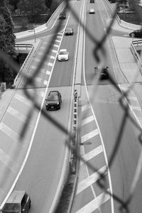 High angle view of vehicles on road