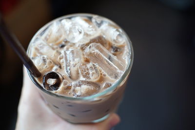 Close-up of coffee in glass