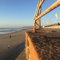 Scenic view of beach against clear sky