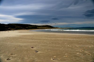 Scenic view of beach against sky