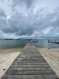 Pier over sea against sky