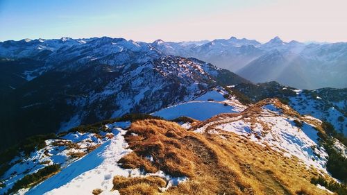 Scenic view of mountains against sky