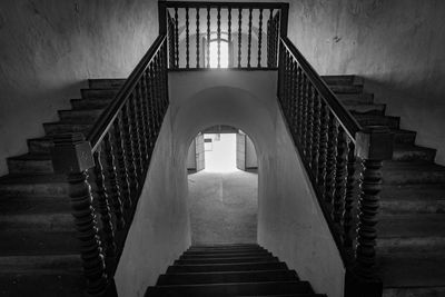 High angle view of steps leading towards stairs