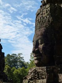 Low angle view of a statue of a temple