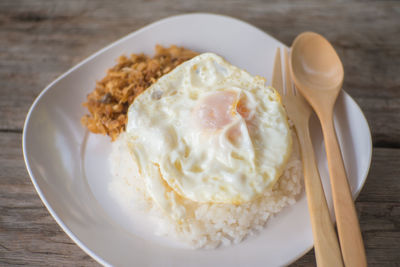 Close-up of breakfast served on table