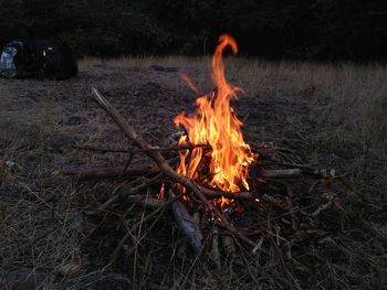 Bonfire on field