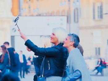 Young couple standing outdoors