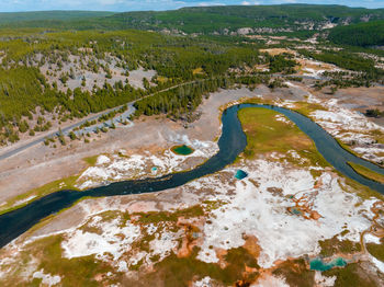 Upper geyser basin of yellowstone national park, wyoming, united states