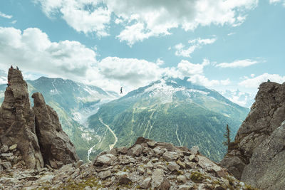 Scenic view of rocky mountains against sky