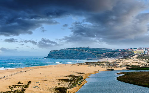 Scenic view of beach against sky