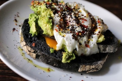 Close-up of breakfast on plate