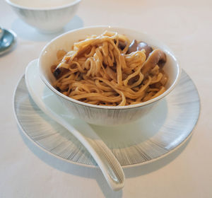 Close-up of food in plate on table