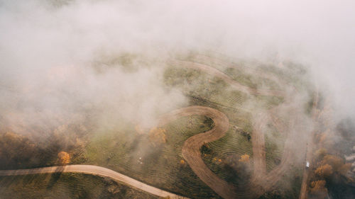 Panoramic view of road during foggy weather